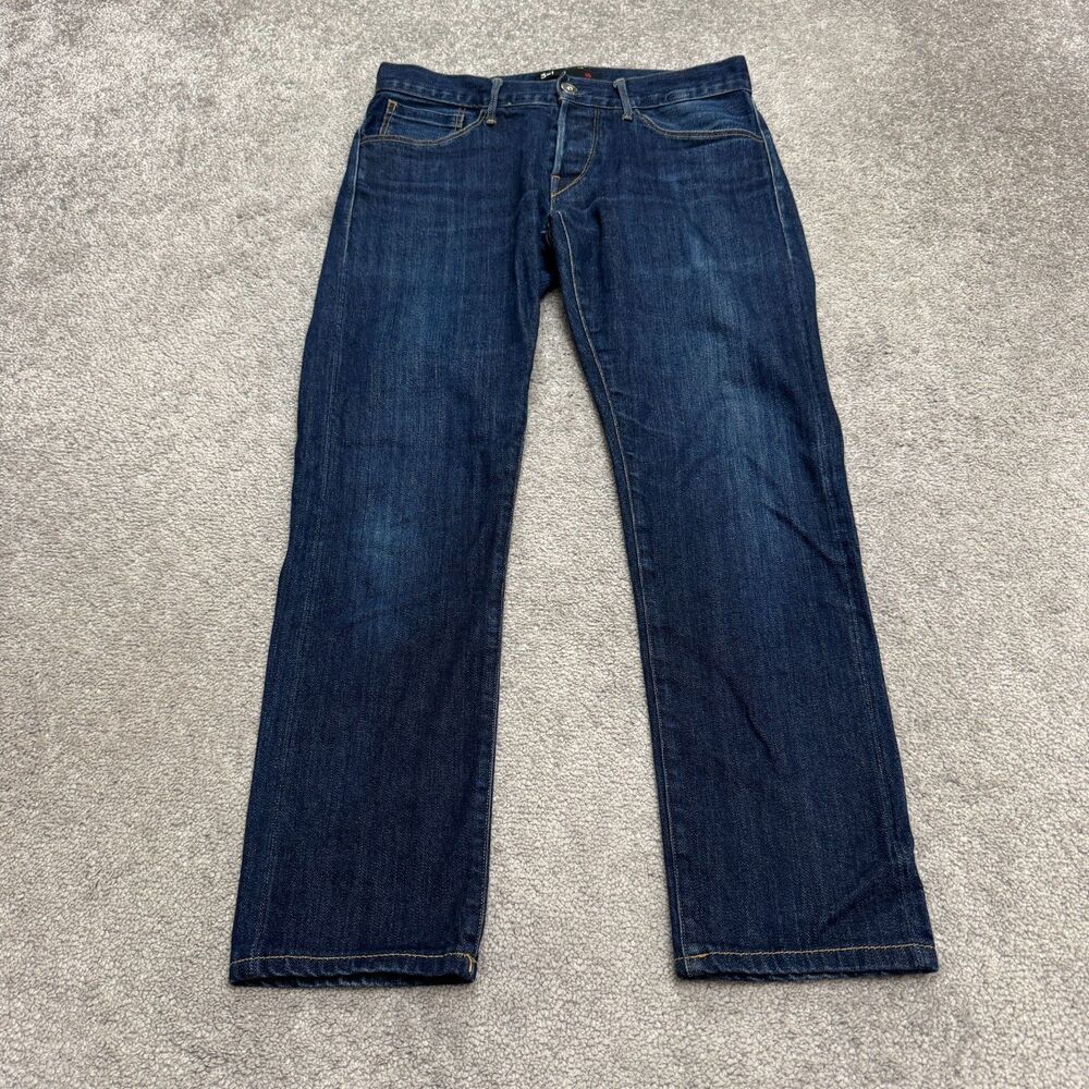 3x1 M5 Low Rise Slim Fit Button Fly Straight Denim Jeans Mens 29 Blue Dark Wash